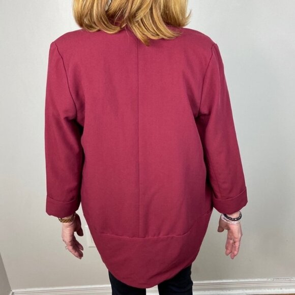 Love and Liberty Burgundy Crepe Blazer‎ Open Front Size Medium Stretch Cotton M - Picture 9 of 9